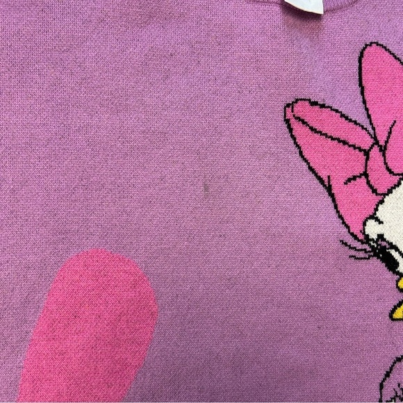 Disney Daisy Duck White and Pink Flowers Lilac Purple Sweater Size XL - Picture 4 of 9